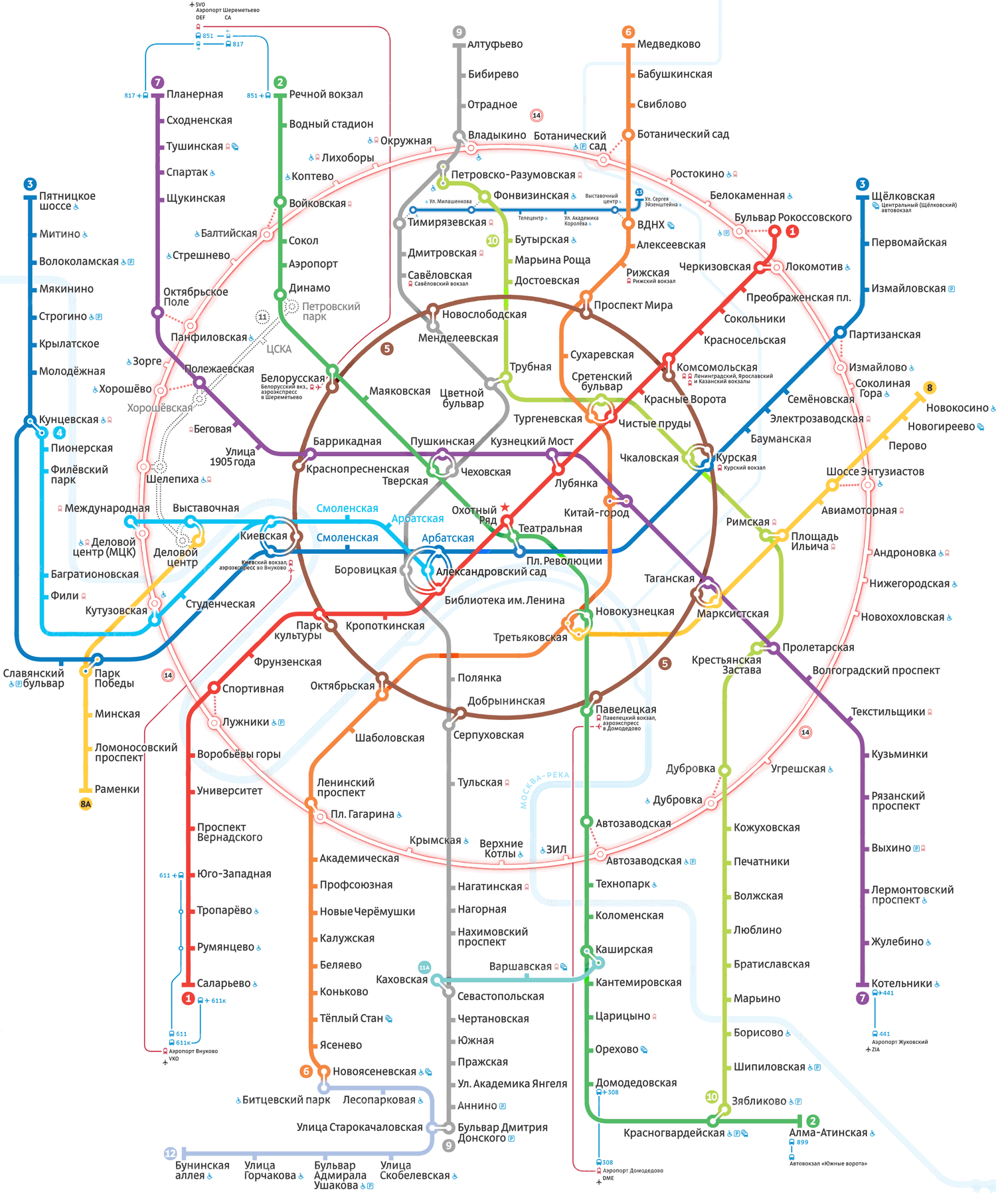 карта москвы с метро и вокзалами